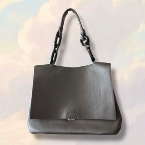 Lia Numa Italian dark gray leather bag